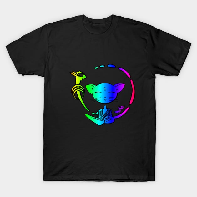 Rainbow Buddhist cat T-Shirt by SubtleSplit